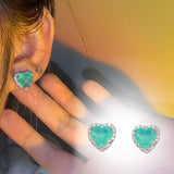 Heart Shape Paraiba Tourmaline Stud Earrings Wedding Jewelry