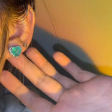 Heart Shape Paraiba Tourmaline Stud Earrings Wedding Jewelry