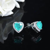 Heart Shape Paraiba Tourmaline Stud Earrings Wedding Jewelry
