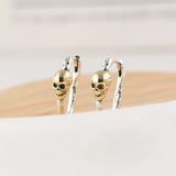 Small 925 Silver Skull Hoop Earrings Women Jewelry Accessory