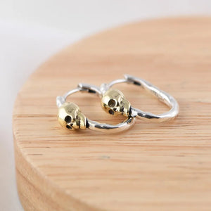 Small 925 Silver Skull Hoop Earrings Women Jewelry Accessory