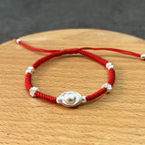 Silver Ingot Charm Bracelet 925 Silver Red Thread Statement Bracelet
