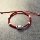 Silver Ingot Charm Bracelet 925 Silver Red Thread Statement Bracelet