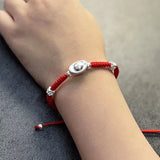 Silver Ingot Charm Bracelet 925 Silver Red Thread Statement Bracelet