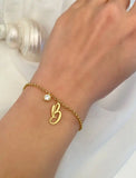 Silver Initial Birthstone Bracelet Personalized Initial B