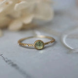 Peridot Crystal Ring with Silver Inlay Diamonds