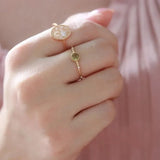 Peridot Crystal Ring with Silver Inlay Diamonds