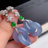 Chalcedony Lavender Interlocking Earrings Chinese Style Engagement Jewelry