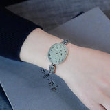 Silver Inlaid Jade Flower Bracelet Chinese Style Women's Accessories