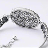 Silver Inlaid Jade Flower Bracelet Chinese Style Women's Accessories
