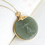 Chinese Retro Hetian Jade Pendant Necklace Journey To The West Charm