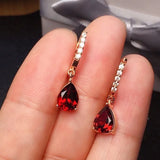 Silver Inlaid Ruby Earrings for Women