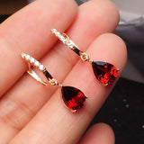 Silver Inlaid Ruby Earrings for Women