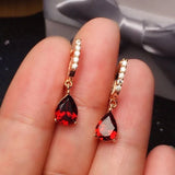 Silver Inlaid Ruby Earrings for Women