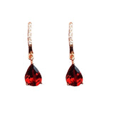 Silver Inlaid Ruby Earrings for Women