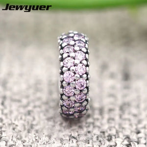 925 Sterling Silver Pink Charms Fit Bead Charm Bracelet DIY SP024