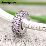 925 Sterling Silver Pink Charms Fit Bead Charm Bracelet DIY SP024