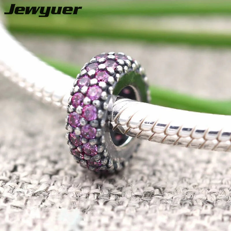 925 Sterling Silver Purple Charms for Bracelet DIY SP023