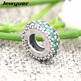 925 Sterling Silver Green Charm Bead Bracelet DIY SP028