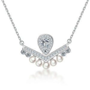 Zircon Pendant Crown Pearl Necklace Diamond Clavicle Chain