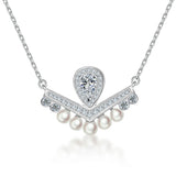 V-Shaped Diamond Clavicle Chain with Zircon Pendant