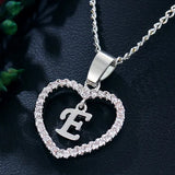 Initials Heart Pendant Necklace Zircon Love Girls First Letter Jewelry