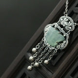 Vintage Distressed Silver Lock Pendant with Necklace