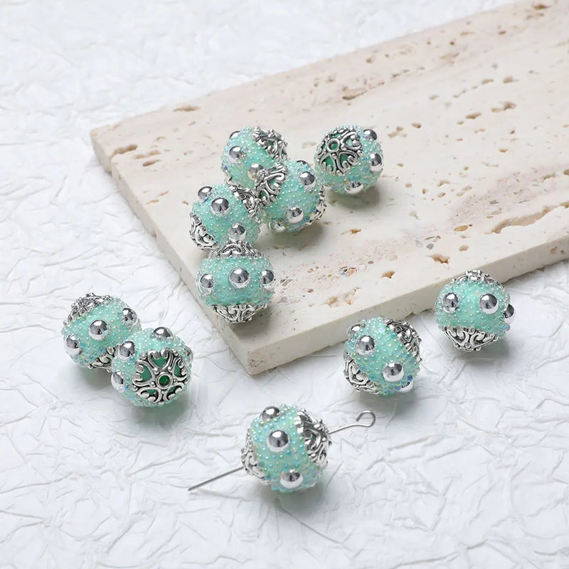 Silver Metal Crystal Diamonds Nepal Beads For Jewelry Making