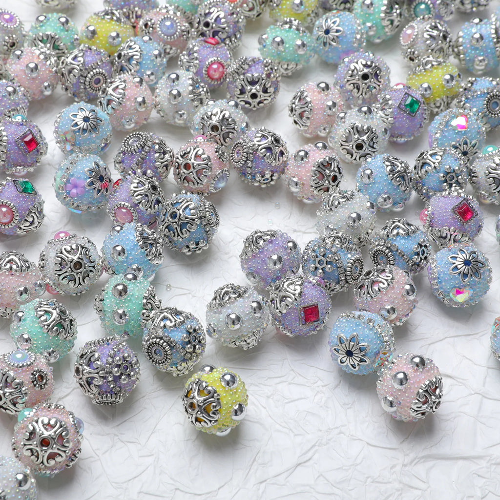 Silver Metal Crystal Diamonds Nepal Beads For Jewelry Making