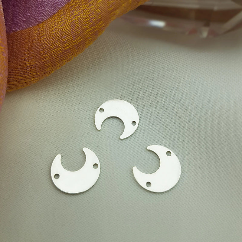 925 Silver Moon Pendant Crescent Charm Two Hole 11x5mm