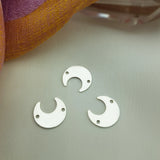 925 Silver Moon Pendant Crescent Charm Two Hole 11x5mm
