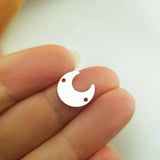 925 Silver Moon Pendant Crescent Charm Two Hole 11x5mm