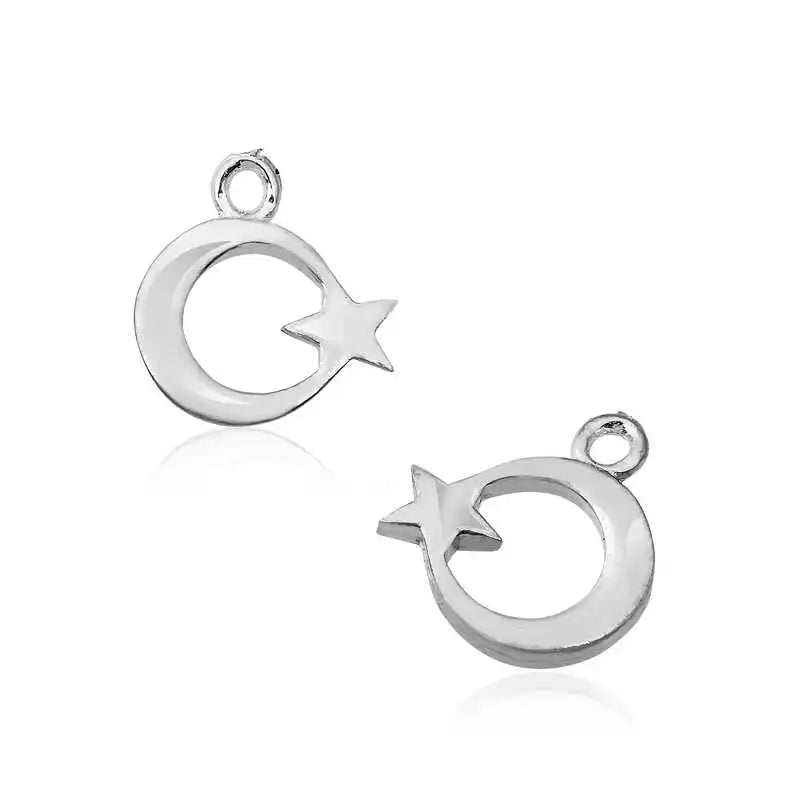Silver Moon Star Prayer Beads Tassel Tip