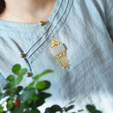 Silver Hetian Jade Tassel Necklace Sand Craft Charm Women's Jewelry