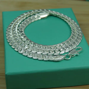 925 Sterling Silver Full Sideways Necklace 18/20/22/24 Inch Chain Jewelry Gift