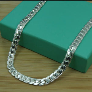 925 Sterling Silver Full Sideways Necklace 18/20/22/24 Inch Chain Jewelry Gift