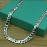 925 Sterling Silver Full Sideways Necklace 18/20/22/24 Inch Chain Jewelry Gift