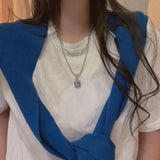 925 Silver Crown Pendant Bead Chain Necklace for Women