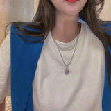 925 Silver Crown Pendant Bead Chain Necklace for Women