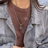 925 Silver Crown Pendant Bead Chain Necklace for Women