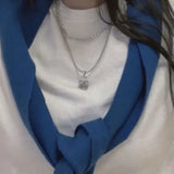 925 Silver Crown Pendant Bead Chain Necklace for Women