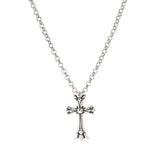 Retro Cross Necklace for Women Silver Light Clavicle Chain Jewelry