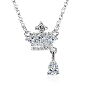 Crown Zircon 925 Sterling Silver Necklace for Women
