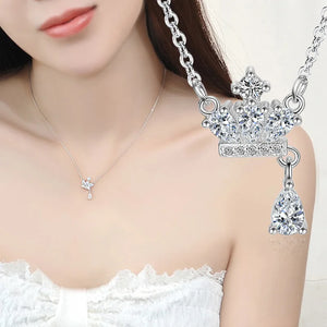 Crown Zircon 925 Sterling Silver Necklace for Women