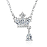 Crown Zircon 925 Sterling Silver Necklace for Women