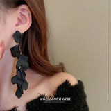 Silver Needle Rose Petal Tassel Earrings Exaggerated Europe & US Long E