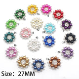 10Pcs 27mm Pearl Flower Buttons Rhinestone Crystal Decoration Accessories