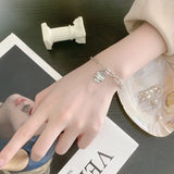 Silver Paper Clip Bracelet 925 Sterling Silver Chain Retro Ins Letter Bracelet