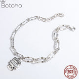 Silver Paper Clip Bracelet 925 Sterling Silver Chain Retro Ins Letter Bracelet
