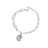 Silver Paper Clip Bracelet 925 Sterling Silver Chain Retro Ins Letter Bracelet